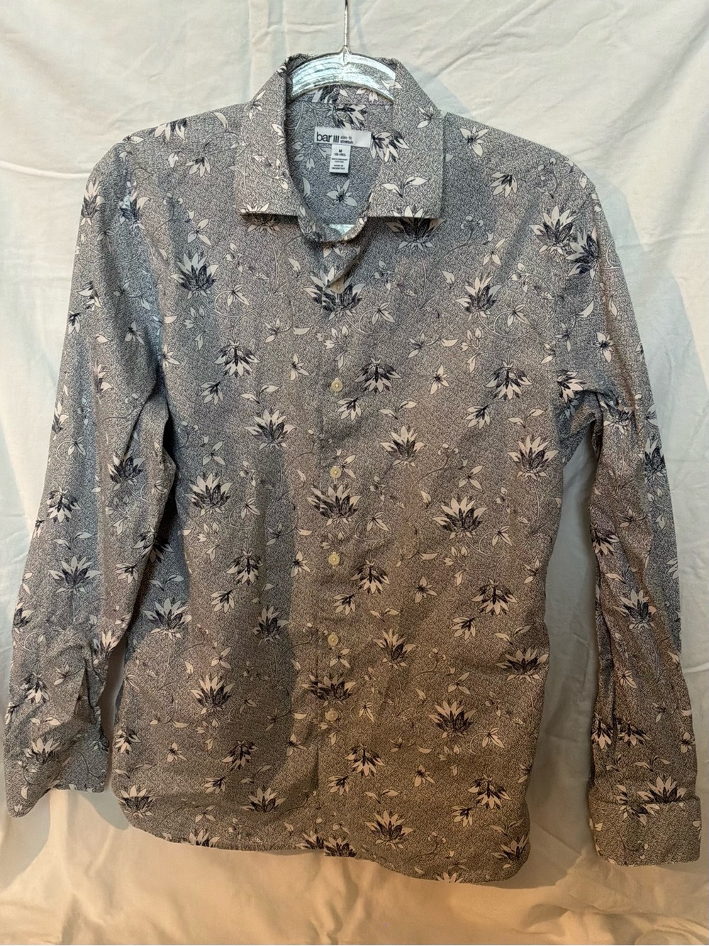 Bar III Men's Navy Floral Button-Up Shirt